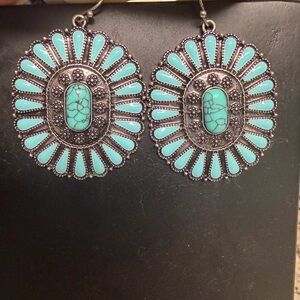 Turquoise Sunburst Dangle Earrings - Women's Fashion Jewelry